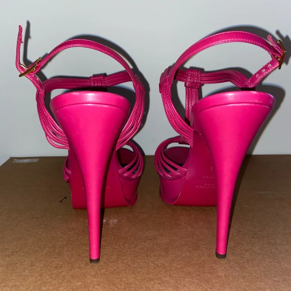 AUTHENTIC YSL Pink Leather Strappy Heeled Sandals, size 9 - Picture 4 of 5